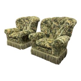 Summer Hill LTD Floral Upholstered Armchairs, Pair