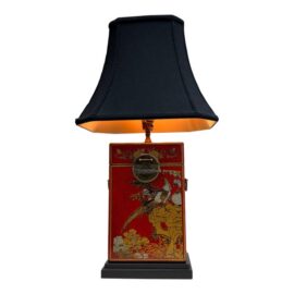 Red Chinoiserie Style Box Table Lamp