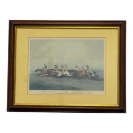 J. Godby + H. Merke for Samuel Howitt “La Course De Chevaux” Equestrian Engraving, Framed