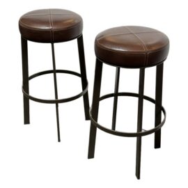 Berman Rosetti Bon Bon Swivel Barstools, Pair. Original Price: $5,150