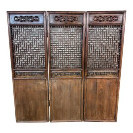 Chinese Carved Wood Folding Screen, Antique