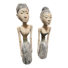 Balinese Hand Carved Wedding Figures, Pair