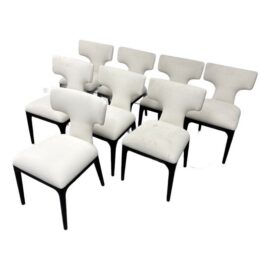 Restoration Hardware Ligné Upholstered Fabric Dining Chairs, Set of Eight. Original Price: $8,640