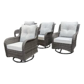 Outdoor Porch Glider Swivel Chairs, Set of Four