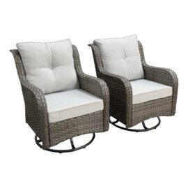 Outdoor Porch Glider Swivel Chairs, Pair
