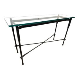 Iron & Tempered Glass Console Table, in the Style of Giametti