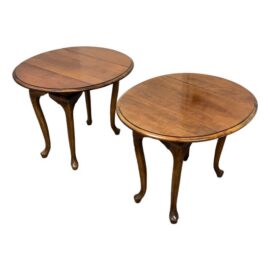 Queen Anne Style Drop-Leaf Side Tables, Pair