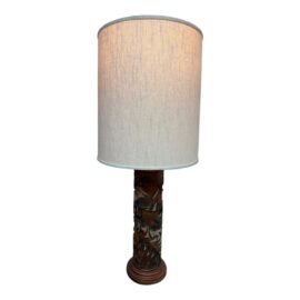 Mid 20th Century Mabro Lamp Company Carved Flower Table Lamp, Medium