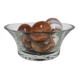 Carved Lotus Base Glass Bowl + Stone Sphere Set