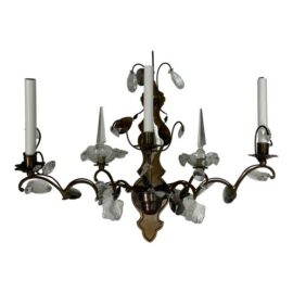Hollywood Regency Crystal Prism Five Light Wall Sconce