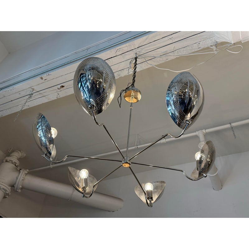 NauticalMart Mid-Century Modern Perforated Sputnik Chandelier