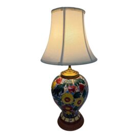 Majolica Sgrafitto Table Lamp, Italian