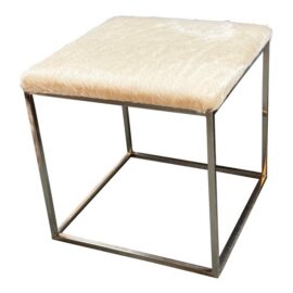 Hair on Hide Vanity Stool, Off White