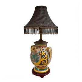 Italian Majolica Pottery Table Lamp