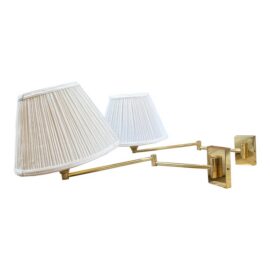 Brass Reticulating Arm Wall Sconces, Pair