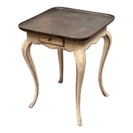 Swedish Faux Porphyry Top Side Table + Drawer, Vintage