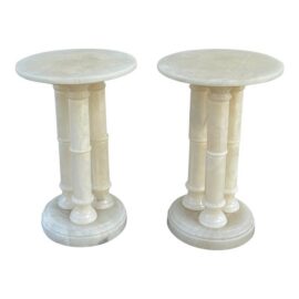 Neoclassical Alabaster Pedestals, Pair