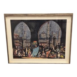 Market Scene, Agra Original Watercolor Painting, Framed