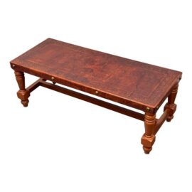 Chavín Culture Peruvian Tooled Leather Table Bench