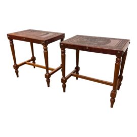 Estudio Taller Corongo Tooled Leather Top Side Tables