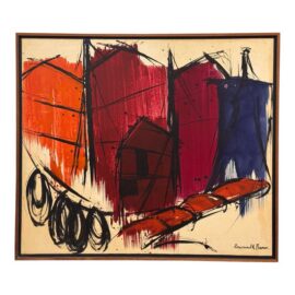 Rosamond A. Brown Abstract Mixed Media Painting, Framed
