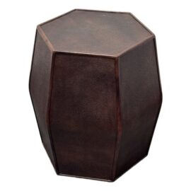 Hexagonal Embossed Leather Side Table