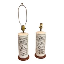 Chinoiserie Style Pierced Ceramic Table Lamps, Pair