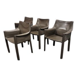 Mario Bellini for Cassina Cab 413 Leather Arm Chairs, Set of Four. Original Price: $16,000