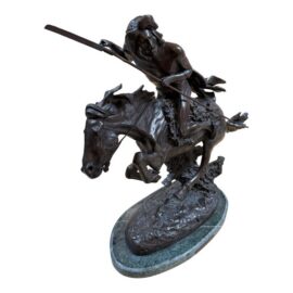 Fredeic Remington Roman Bronze Cheyenne Statue on Marble