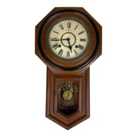 Antique Meiji Clock Co. Octagonal Pendulum Wall Clock