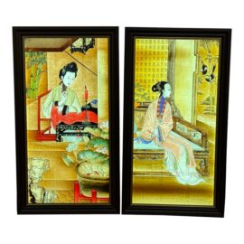 Qing Dynasty Style “Beauties of Prince Yong” Backlit Decorative Panels, Pair