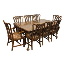 Century Furniture Queen Anne Style Extension Dining Table + Eight Chairs Set. Original Price: $15,000
