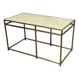 Union-Made Mosaic Tile Top Brass-Tone Console Table