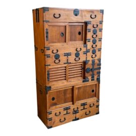 Japanese Tansu Chest of Drawers, Two Piece