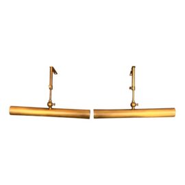 Restoration Hardware Gallery Antiqued Brass Picture Lights, Pair. Original Price: $1,000