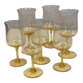 Lenox Vintage 1970's Gold Mist Water Goblets, Set of Seven