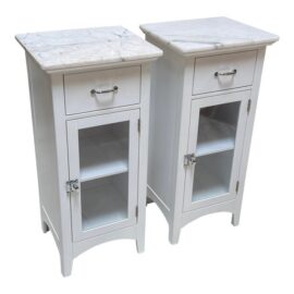 Elegant Furniture Madison Avenue Marble Top Glass Door Cabinets, Pair