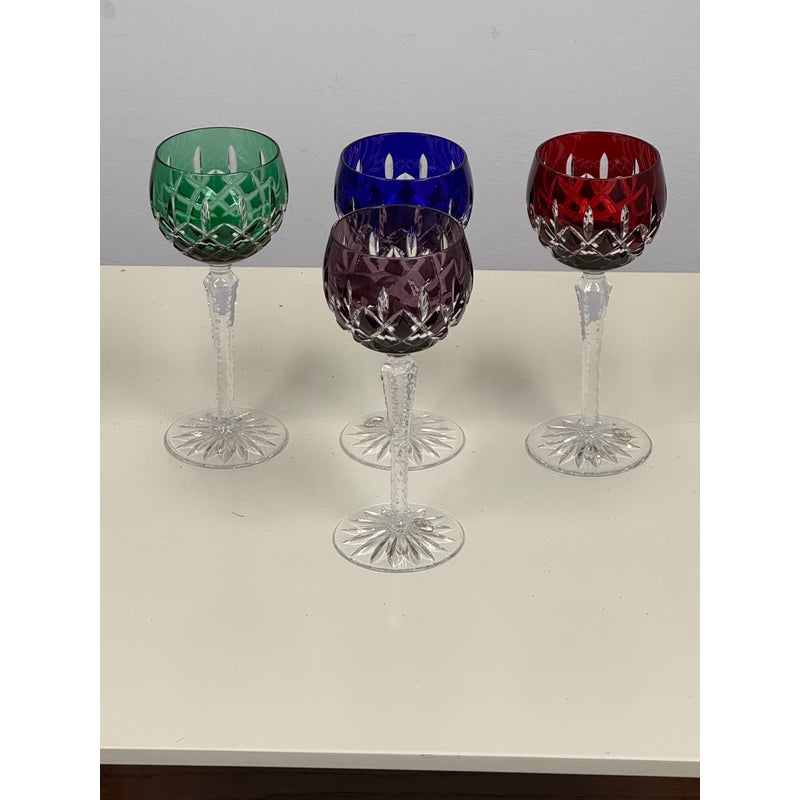 Ajka Crystal Marsala Hand-Cut Wine Glasses, Set of Four. Original