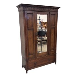 Ray & Miles Carved Oak Mirrored Wardrobe