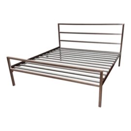 Eastern King Size Room & Board Stainless Steel Parsons Bed Frame. Original Price: $2,000