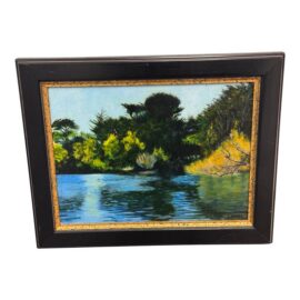 Signed Camhi Lakeside Landscape Original Oil Painting
