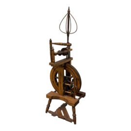 Upright Wooden Spinning Wheel, Antique