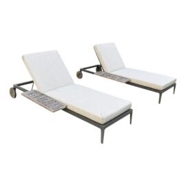 Gloster Grid Outdoor Chaise Loungers, Pair. Original Price: $10,600