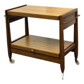 Mid 20th Century Drop-Leaf Rolling Bar Cart