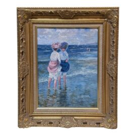 Robert Hamman Beach Day Original Oil Painting, Signed. Original Price: $950