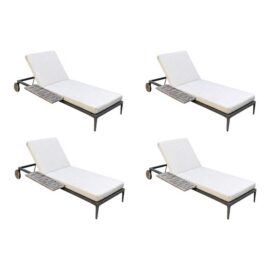 Gloster Grid Outdoor Chaise Loungers, Set of Four. Original Price: $21,200