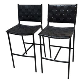 NEW Mermelada Estudio for CB2 Woven Leather Counter Stools, Pair. Original Price: $1,400