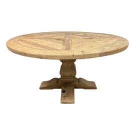 Timothy Oulton for Restoration Hardware Salvaged Wood Trestle Round Dining Table, Diam. 60.5 Inches. Original Price: $4,140