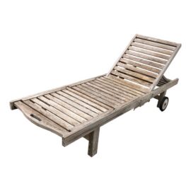 Weathered Teak Adjustable Chaise Lounge, Outdoor