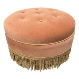 Jennifer Taylor Home Yolanda Peach Orange Velvet Round Ottoman